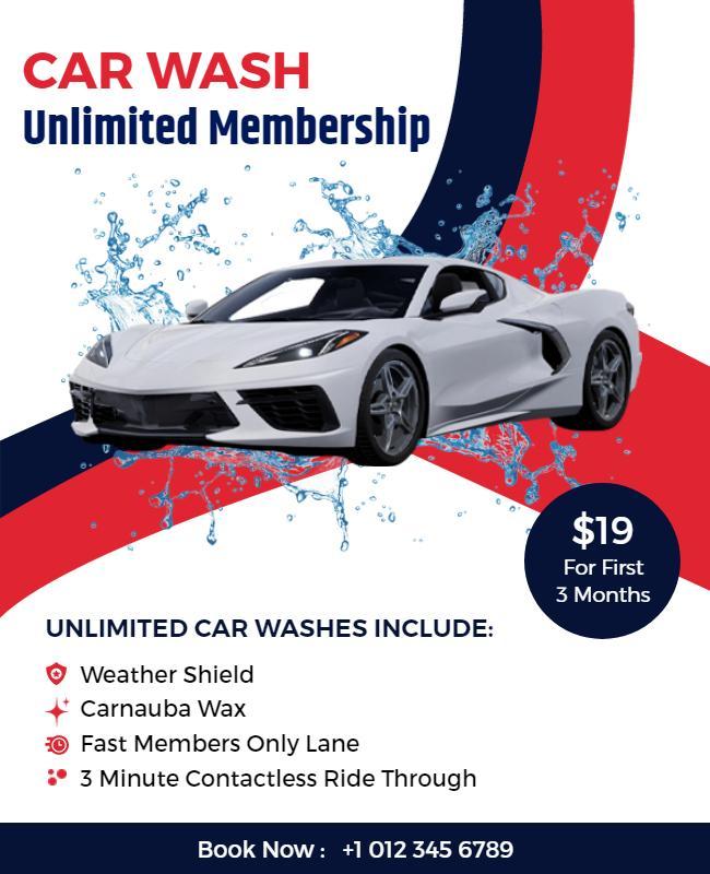 Unlimited Car Wash Membership Promotion Flyer Template