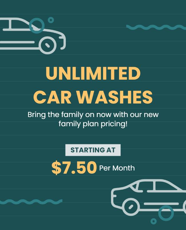 Unlimited Family Car Wash Plan Flyer Template