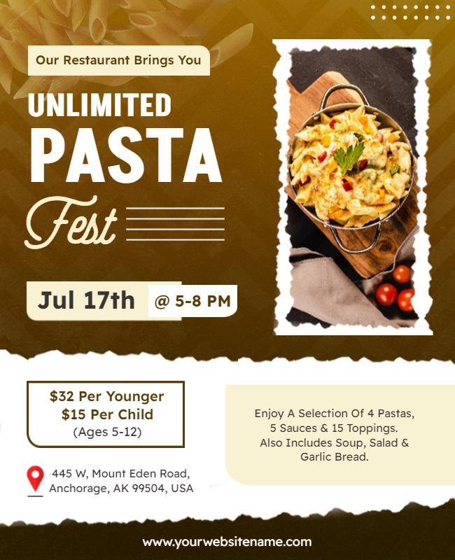 Unlimited Pasta Fest Restaurant Event Flyer Template