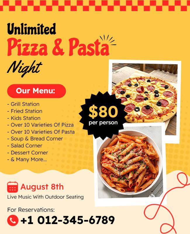 Unlimited Pizza and Pasta Night Flyer Template