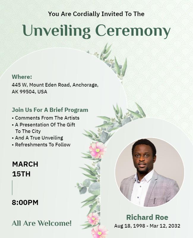 Unveiling Ceremony Invitation Flyer Template