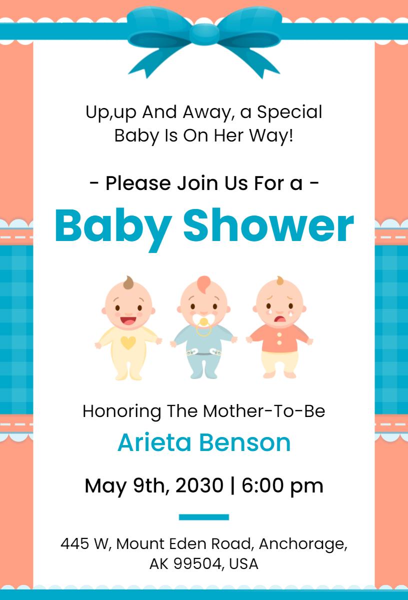 Up Up and Away Baby Shower Celebration Invitation Template