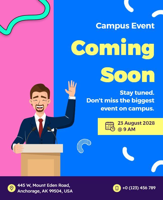 Upcoming Campus Event Announcement Flyer Template