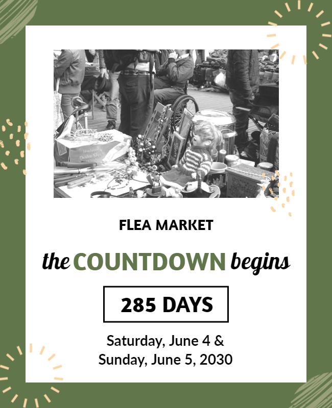 Upcoming Flea Market Event Countdown Flyer Template