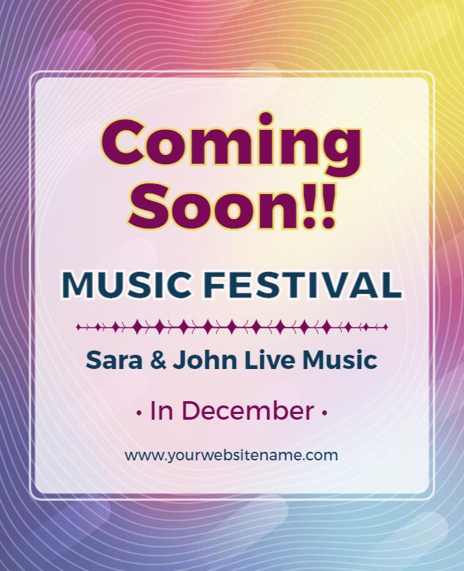 Upcoming Live Music Festival Announcement Flyer Template