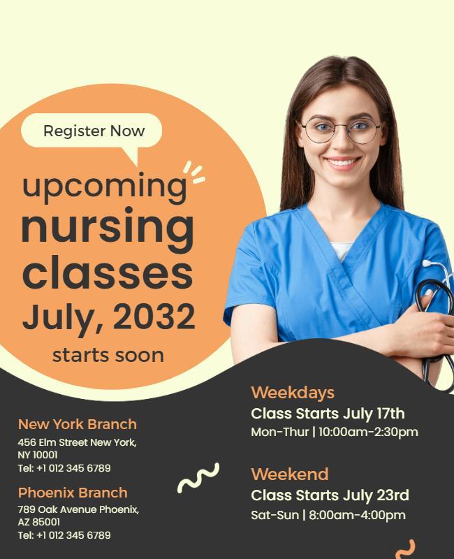 Upcoming Nursing Classes Information Flyer Template