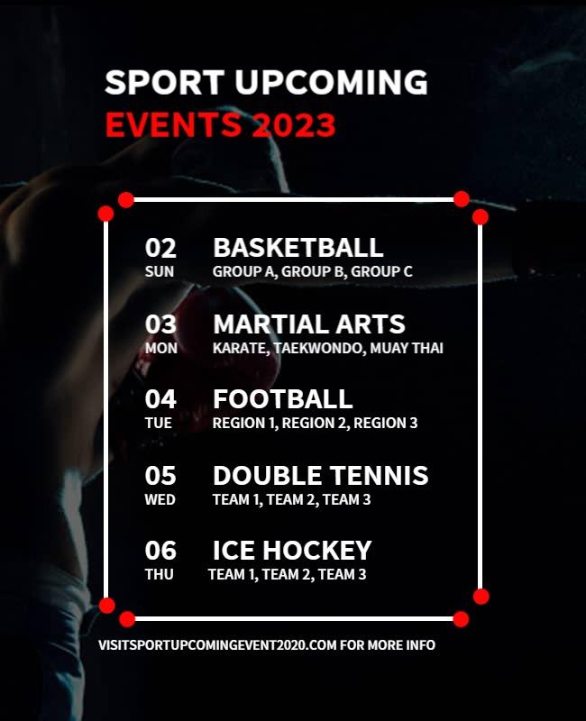 Upcoming Sports Events Schedule Flyer Template