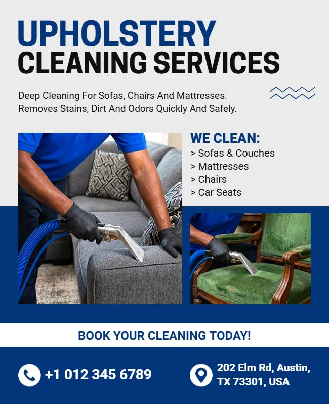 Upholstery Cleaning Services Promotional Flyer Template