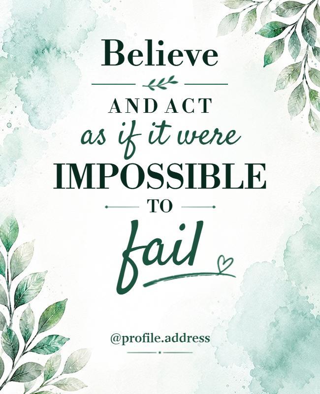 Uplifting Watercolor Green Statement About Success Poster Template