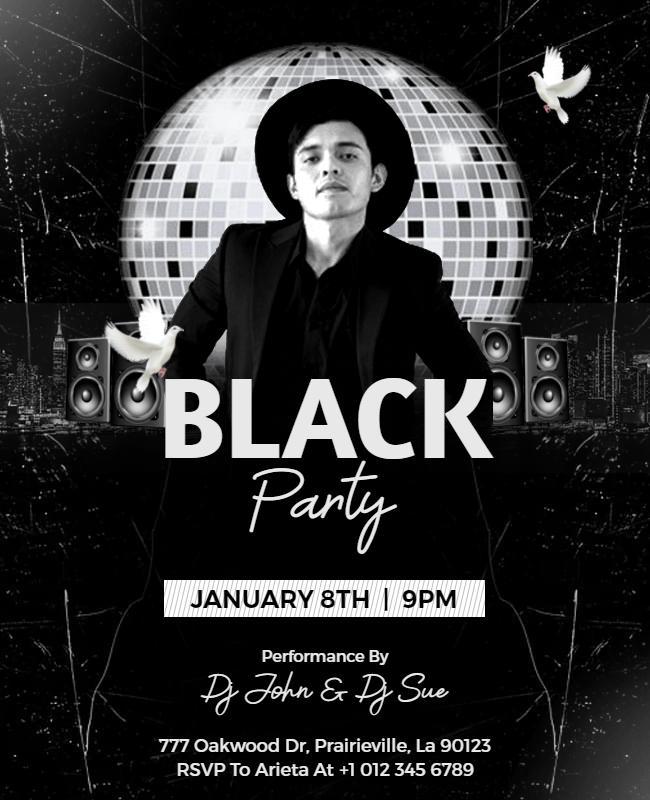 Dramatic Black Disco Party Celebration Flyer Template