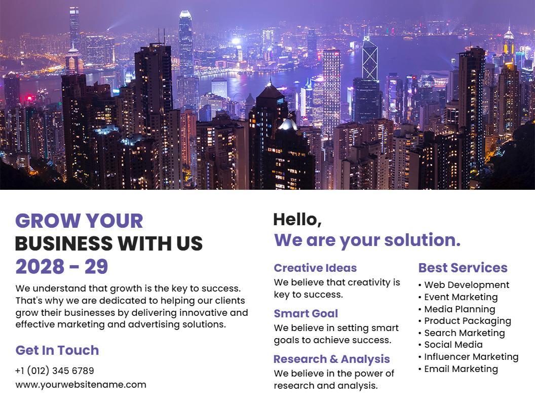 Urban Business Growth Strategies and Solutions Brochure Template