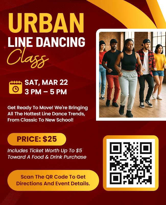 Urban Line Dancing Class Event Flyer Template