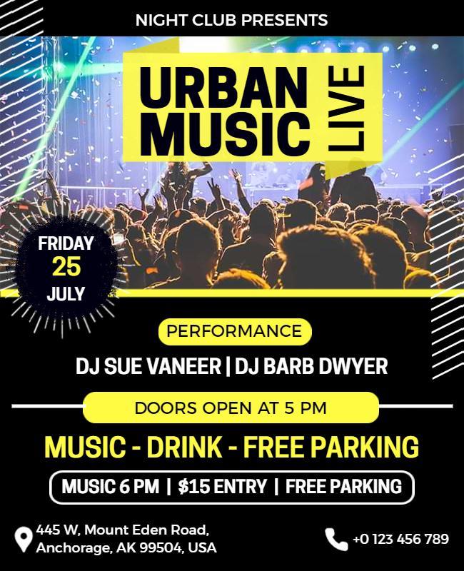 Urban Live Music Nightclub Event Flyer Template