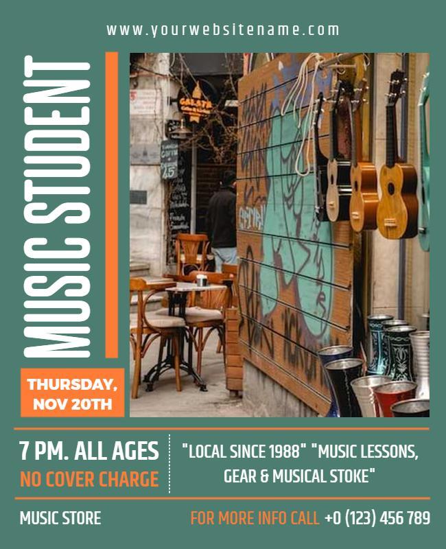 Urban Rustic Music Student Showcase Event Poster Template