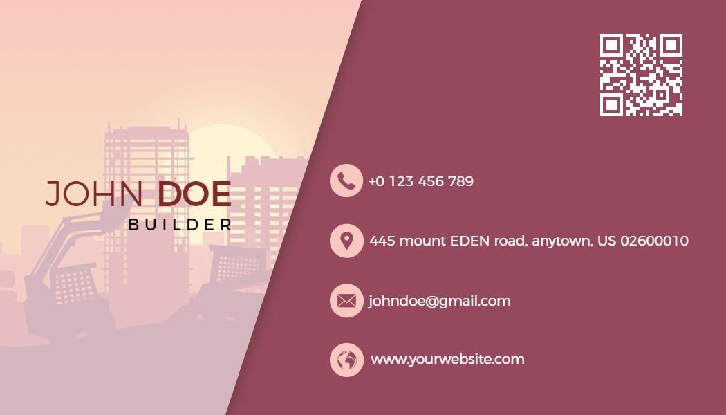 Urban Sunrise Construction Builder Business Card Template