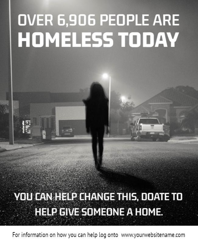Urgent Black and White Homelessness Awareness Campaign Poster Template