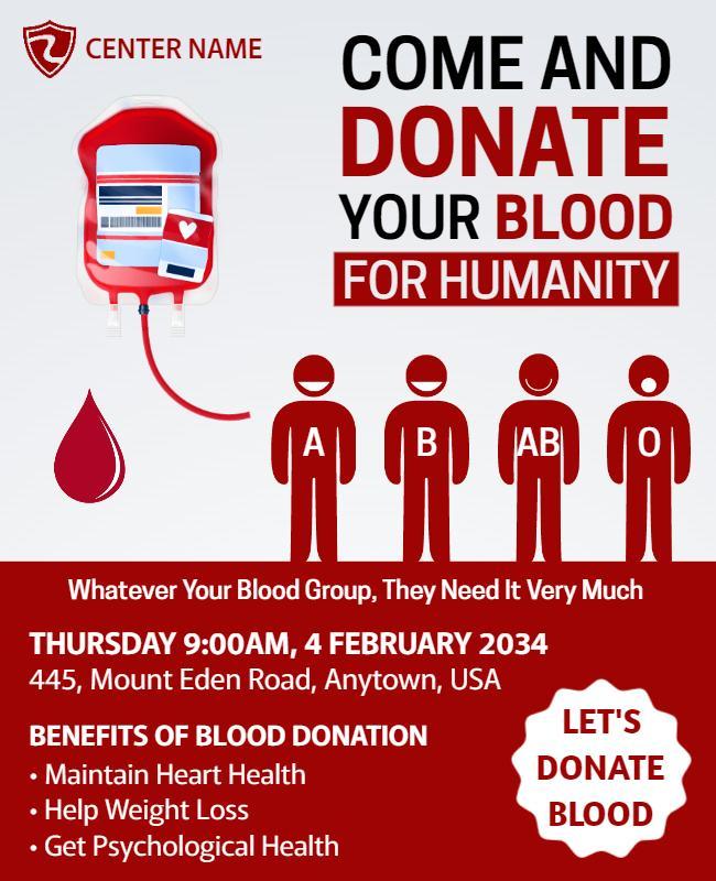 Urgent Call for Blood Donation Drive Poster Template