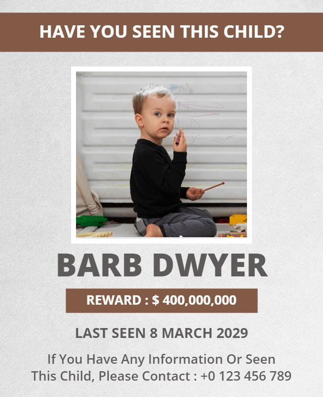 Urgent Child Missing Person Alert Flyer Template