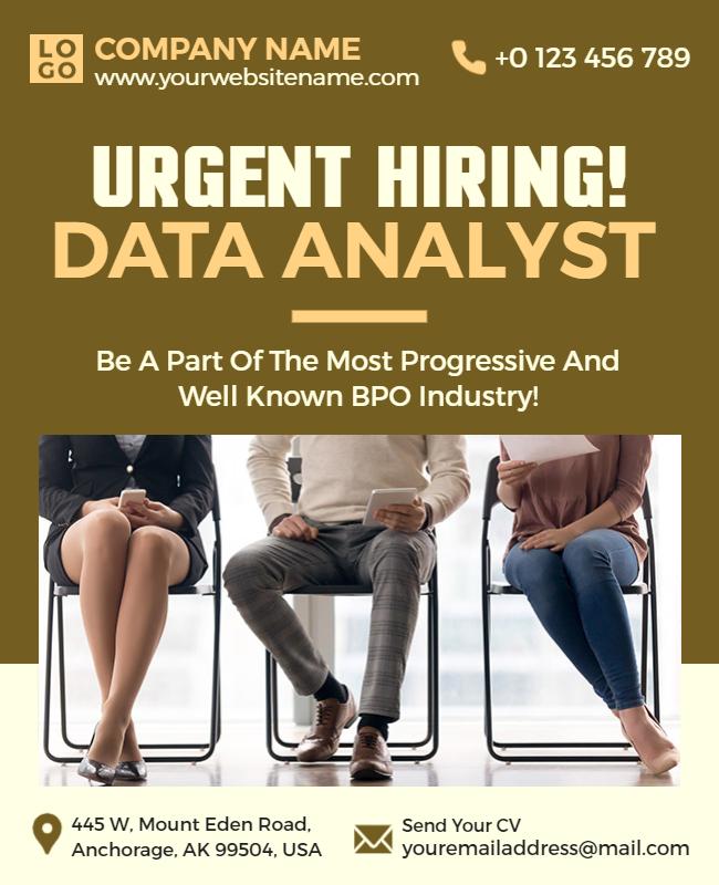 Urgent Hiring Data Analyst Recruitment Flyer Template