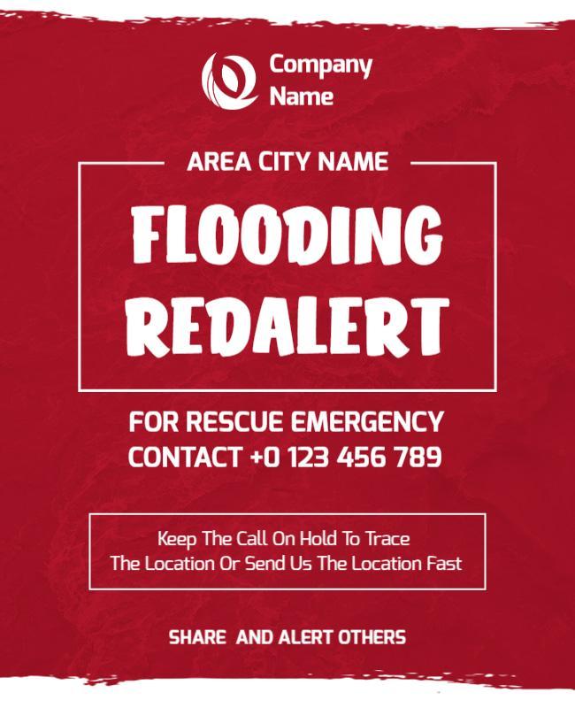 Urgent Red Flooding Disaster Alert Rescue Poster Template