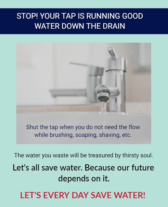 Urgent Water Conservation Awareness Reminder Poster Template