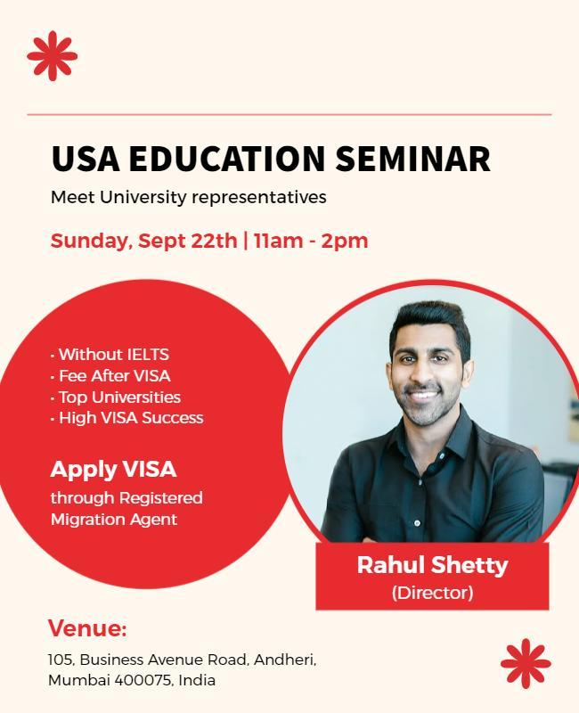 Usa Education Seminar Information Flyer Template