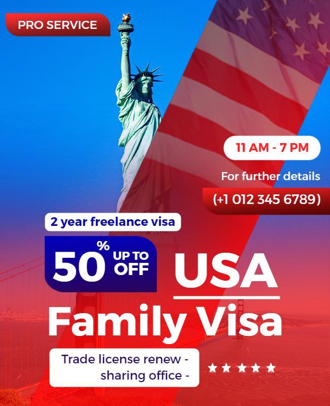 Usa Family Visa Promotion Flyer Template