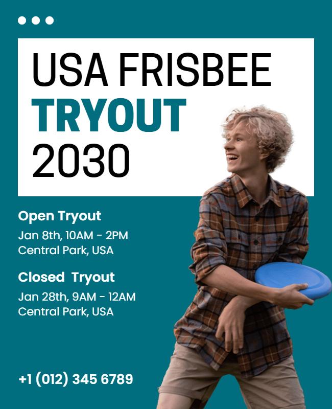 Usa Frisbee Tryout Event Flyer Template