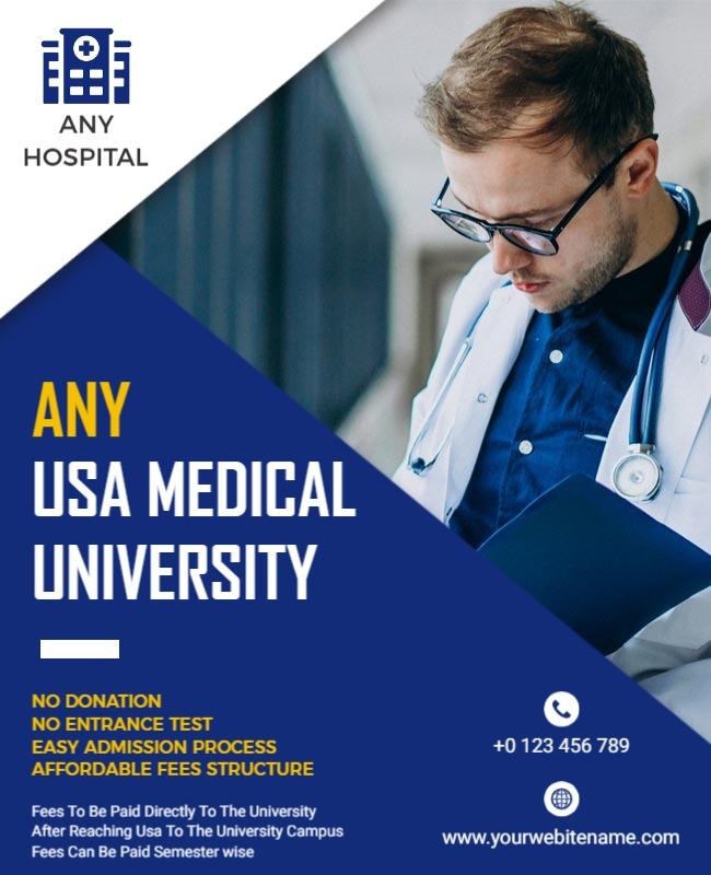 Usa Medical University Admission Flyer Template