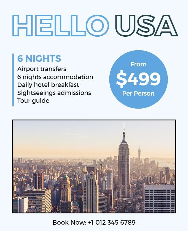 Usa Travel Package Promotion Flyer Template