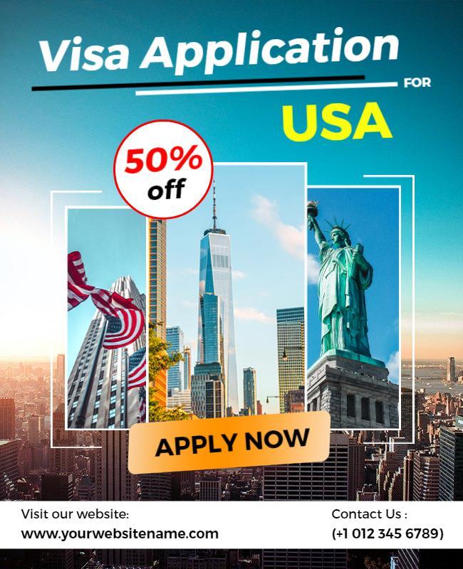 Usa Visa Application Promotion Flyer Template