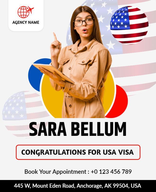 Usa Visa Approval Announcement Flyer Template