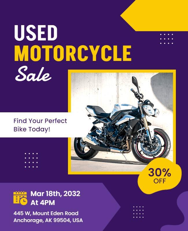 Used Motorcycle Sale Event Promotional Flyer Template