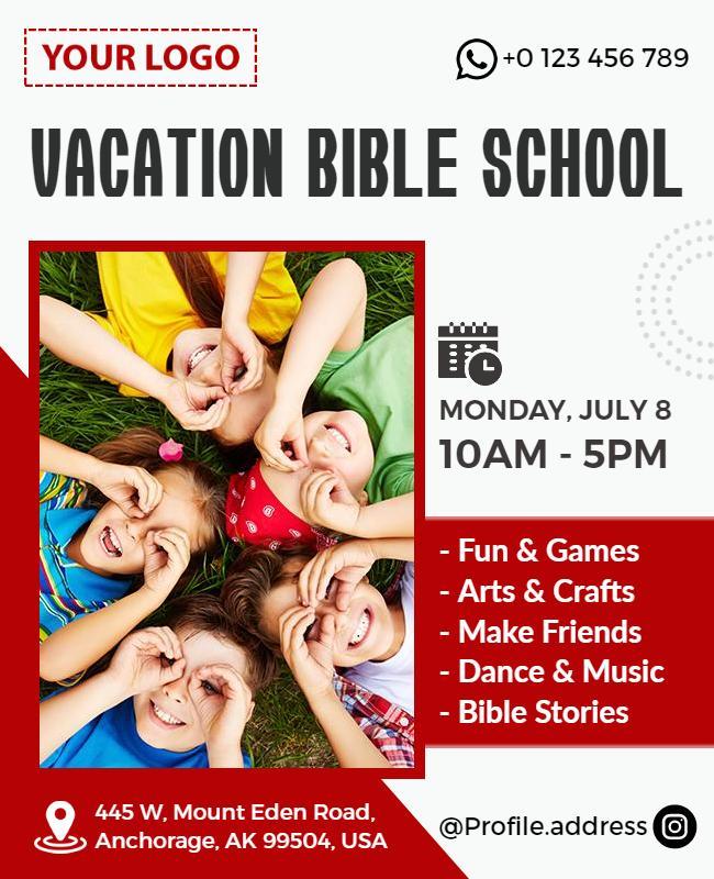 Vacation Bible School Activities Flyer Template