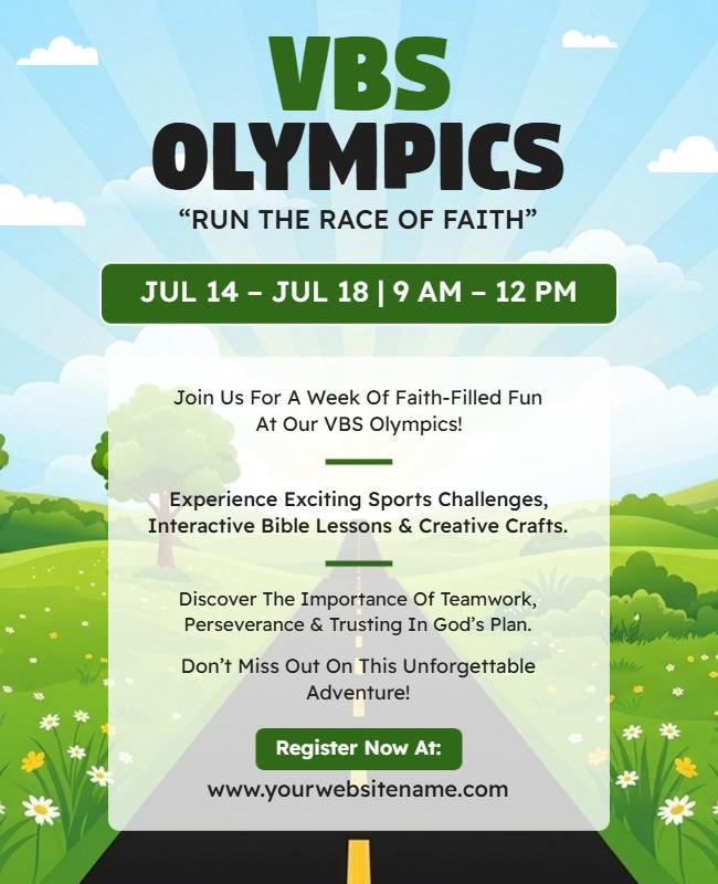Vacation Bible School Faith-Based Olympics Poster Template