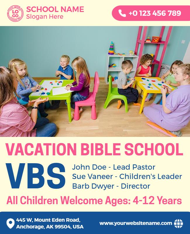 Vacation Bible School Kids Activity Flyer Template