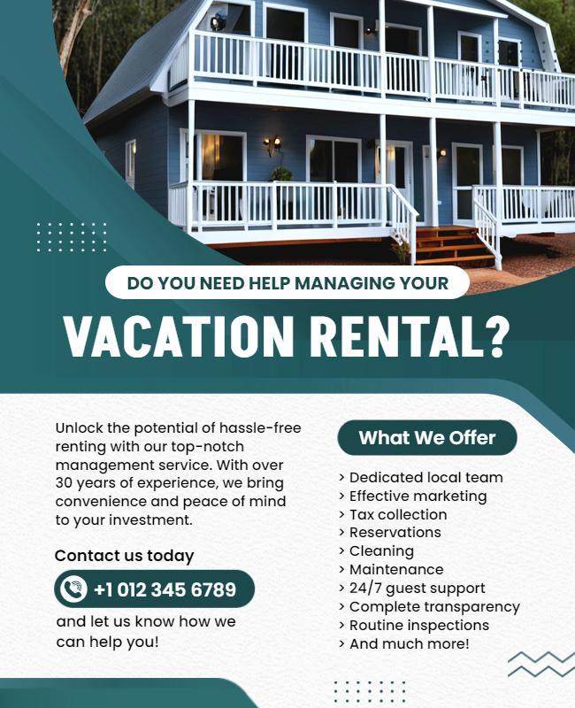 Vacation Rental Management Services Flyer Template