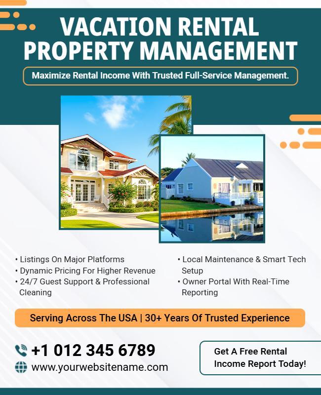 Vacation Rental Property Management Services Flyer Template