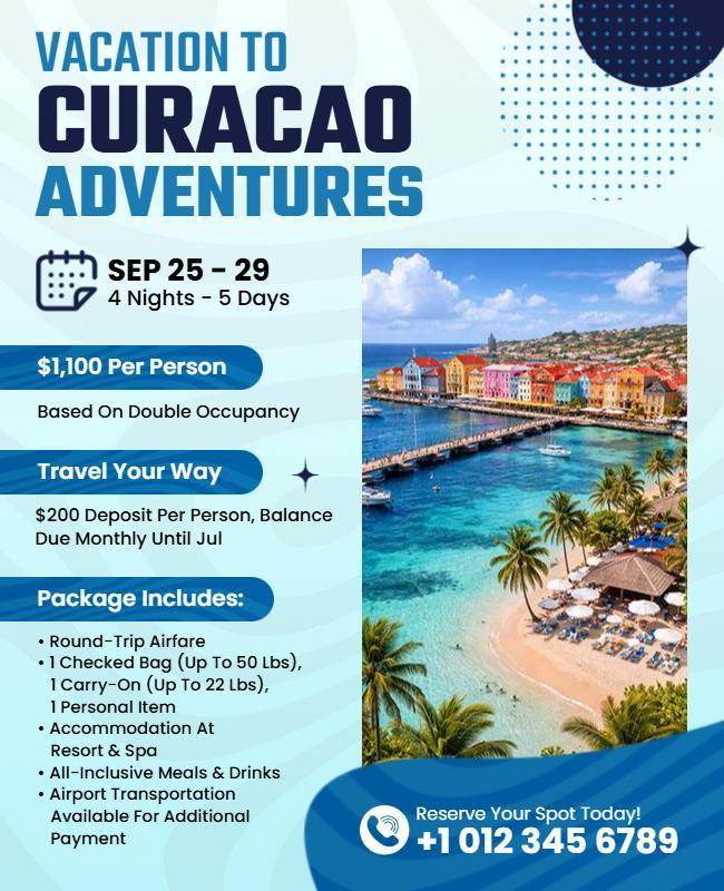 Vacation to Curacao Promotion Flyer Template