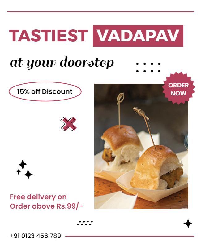 Vadapav Delivery Service Promotional Flyer Template