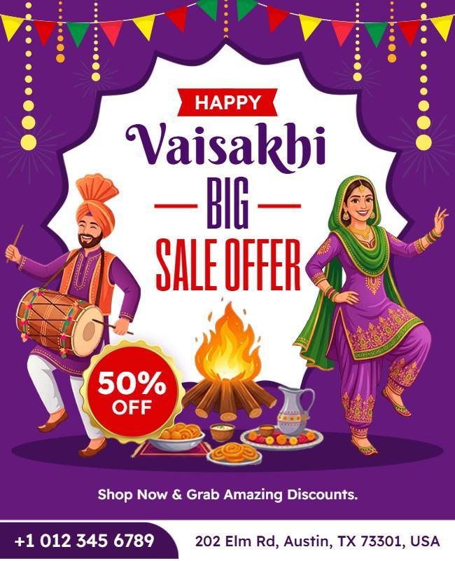 Vaisakhi Festival Celebration Sale Poster Template