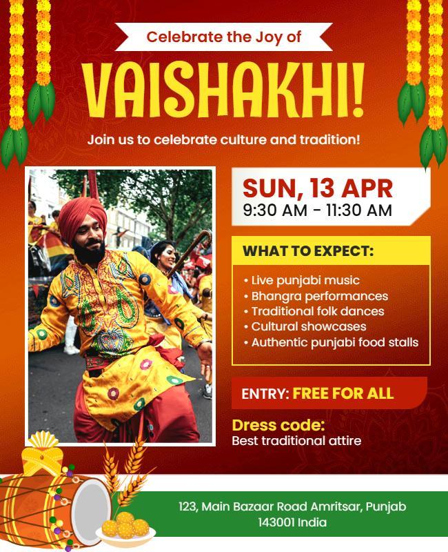 Vaishakhi Cultural Celebration Flyer Template