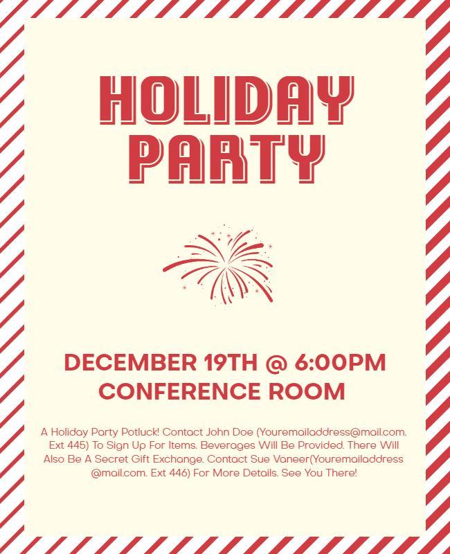 Valencia and Persian Red Holiday Party Flyer Template