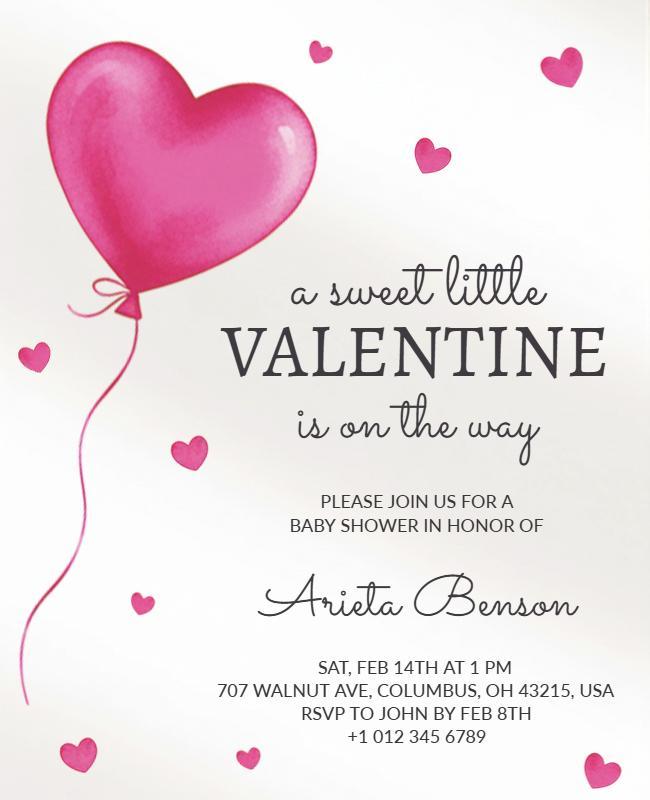 Valentine Day Themed Baby Shower Invitation Flyer Template