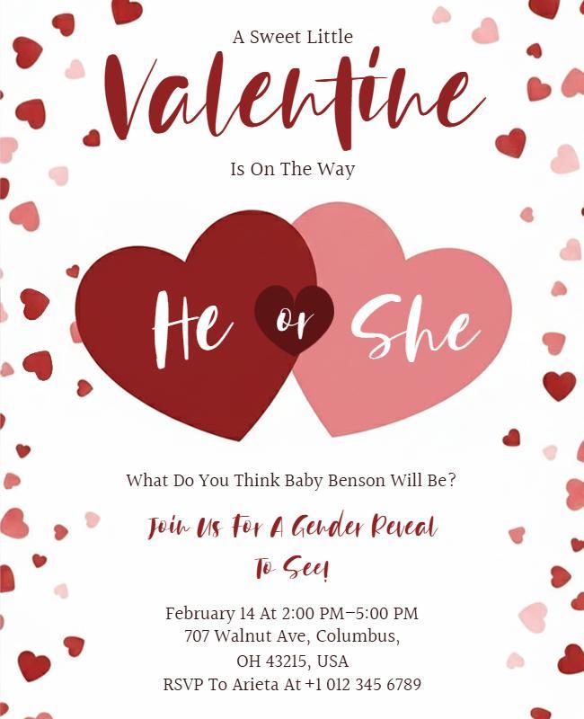 Valentine Gender Reveal Party Flyer Template
