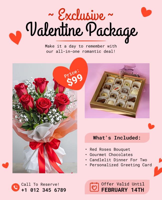 Valentine Romantic Package Offer Flyer Template