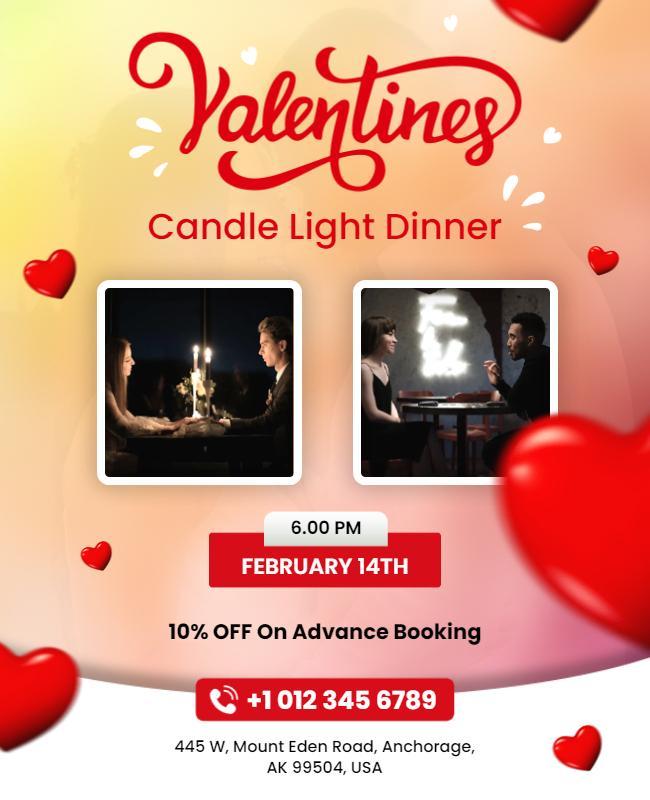 Valentines Candle Light Dinner Event Flyer Template