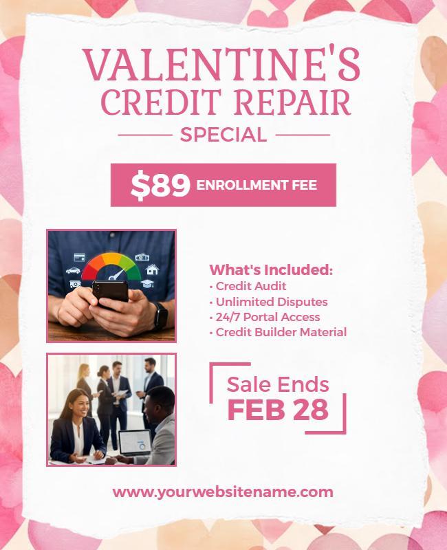 Valentine's Credit Repair Promotion Flyer Template