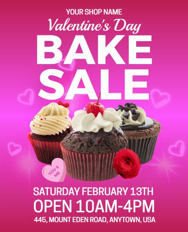 Valentines Day Bake Sale Event Flyer Template