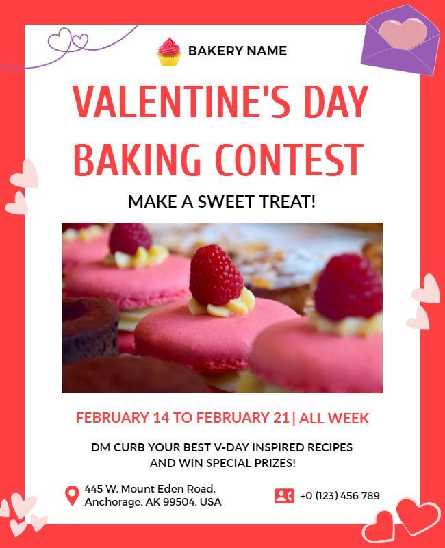 Valentines Day Baking Contest Event Flyer Template